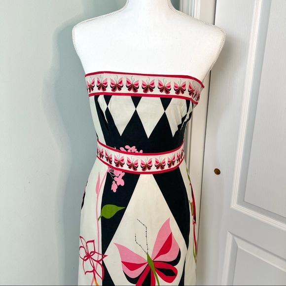 TIBI Strapless Butterfly Print Dress - Picture 2 of 13